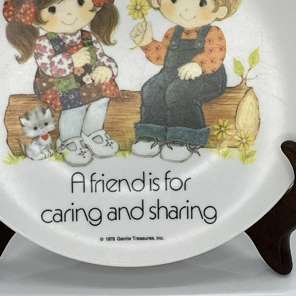 Vtg 70's Gentle Treasures Friendship Melamine Plate Kitschy Cottagecore‎